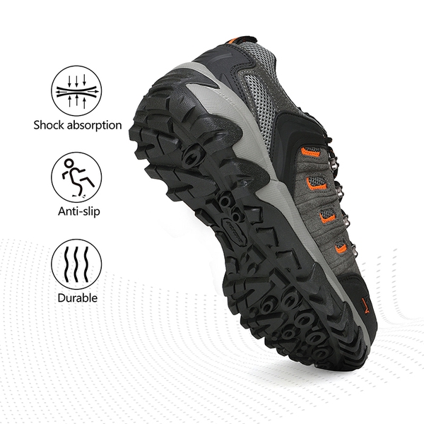 Men's Waterproof Low-Cut Hiking Shoes - BLACK DARK GREY ORANGE - 1